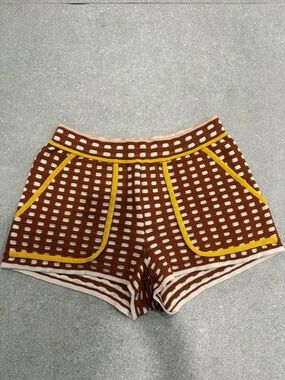 Missoni Brown Knit Patterned Shorts with Yellow Trim